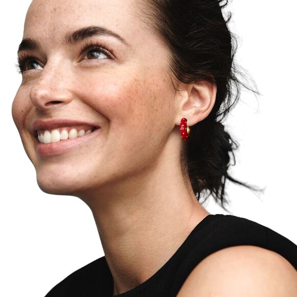 GORJANA Noel Shimmer Hoops in Gold & Red - Picture 2 of 7